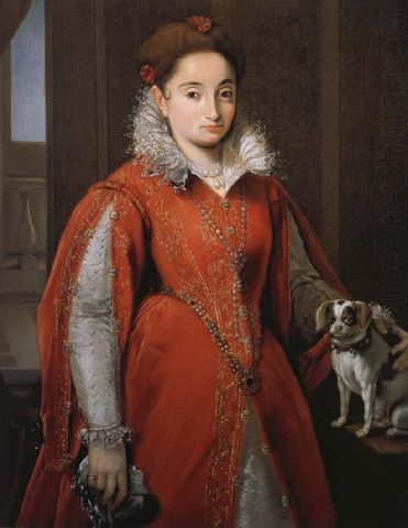 A Lady with her Dog ca 1580-1585  by Alessandro Allori (1535-1603)  Location TBD